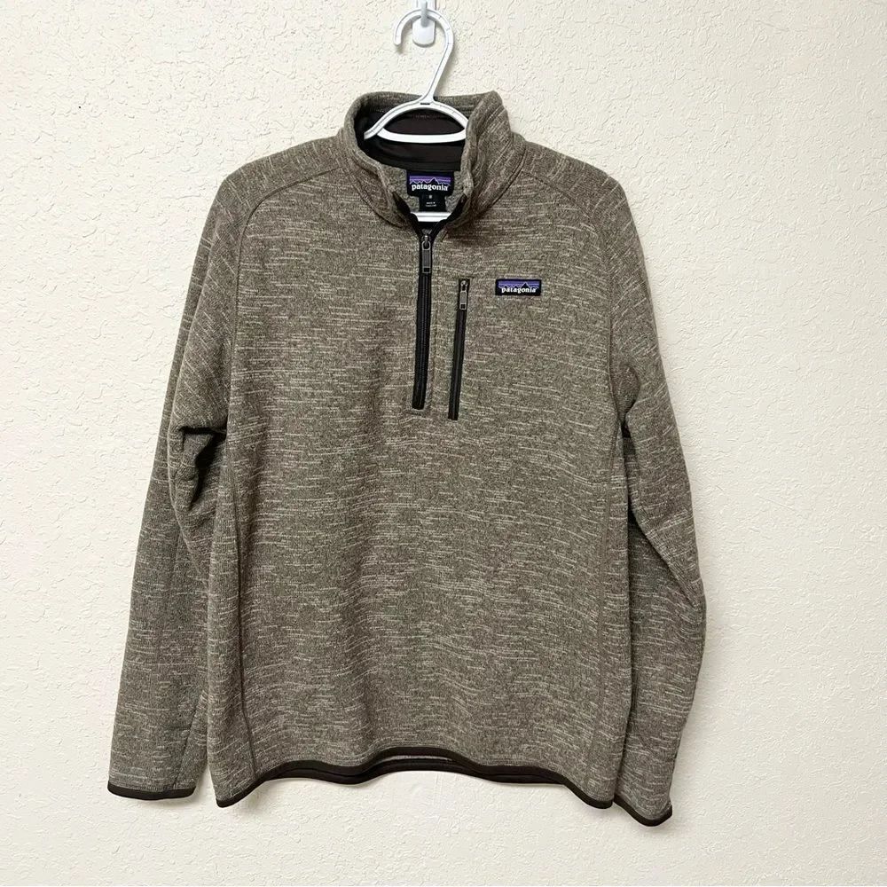 Patagonia Better Sweater Mens 1/4 Zip Outdoor Hiking Pullover Beige Sz M